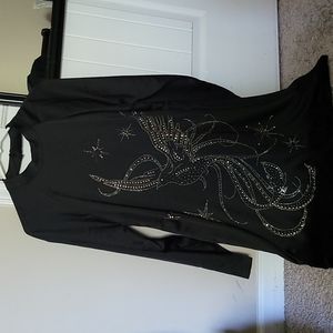 Black Silk Sequin Dress, Size 12, Statement